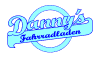Logo von "Danny's Fahrradladen" in blauer Schrift auf schwarzem Hintergrund.