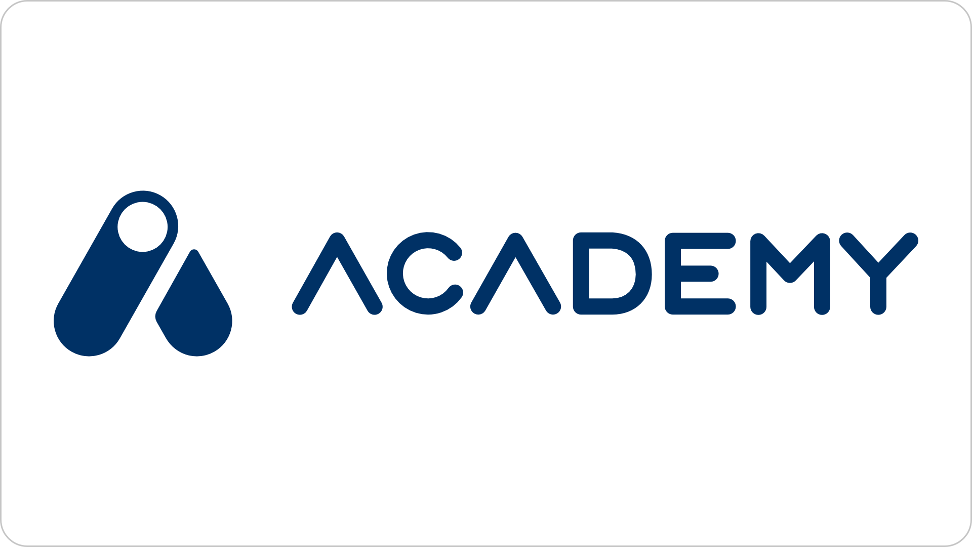 Logo der Akademie mit den Buchstaben "ACADAMY" in dunkelblauer Schrift und zwei stilisierten Tropfen neben dem Text auf einem weißen Hintergrund.